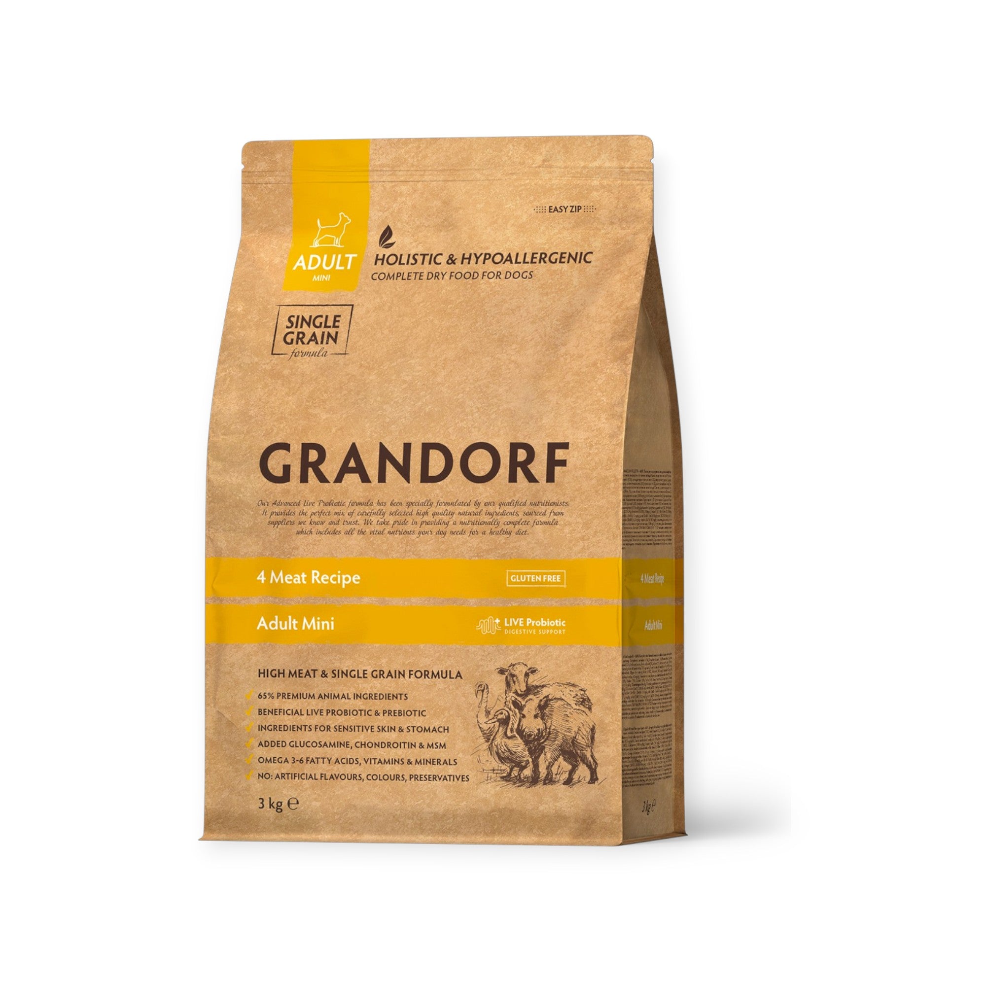 Grandorf tørfoder - Mini - 4 Meat