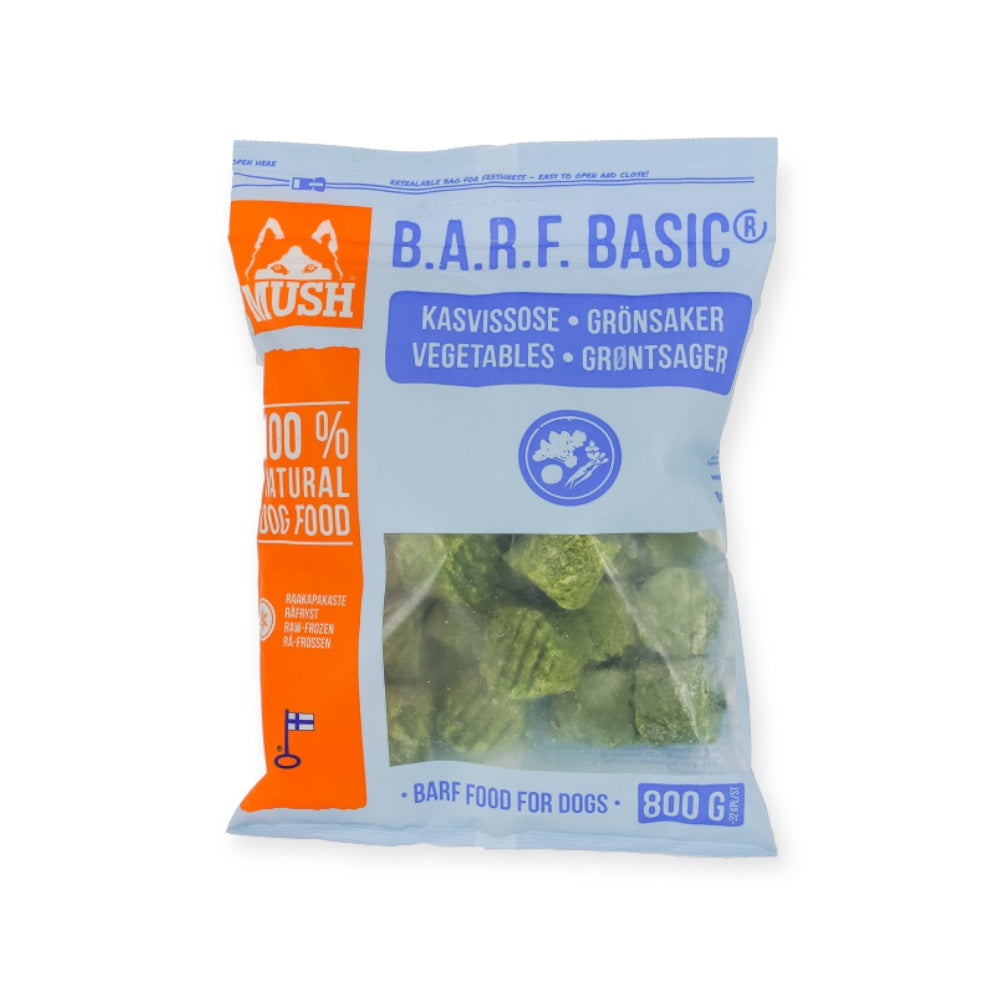 BARF basic grøntsager fra MUSH er en velsmagende og ernæringsrig tilføjelse til din hunds foder.